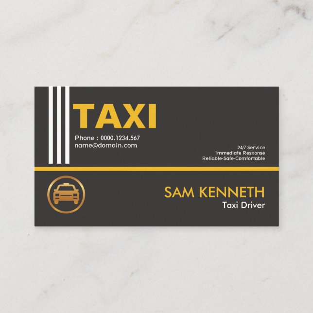 Tarjeta De Visita Servicio de taxi vertical blanco profesional y ele (Anverso)