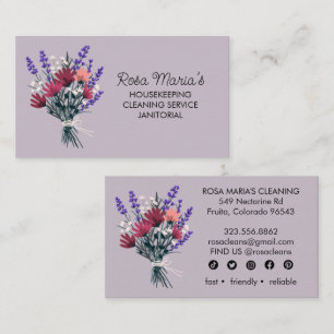 Tarjeta De Visita Servicio de tintorería Floral Bouquet House Iconos