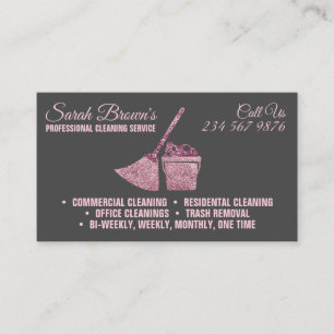 Tarjeta De Visita Servicio de tintorería gris rosa chispa de porcela