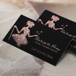 Tarjeta De Visita Servicio de tintorería mágico Maid Purpurina Oro R