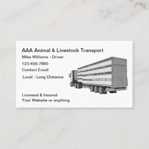 Tarjeta De Visita Servicio De Transporte Animal Y Ganadero