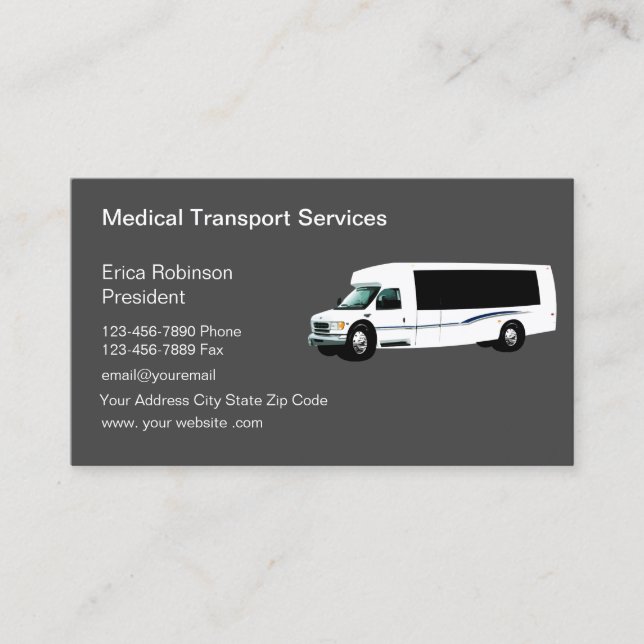 Tarjeta De Visita Servicio de transporte médico moderno (Anverso)