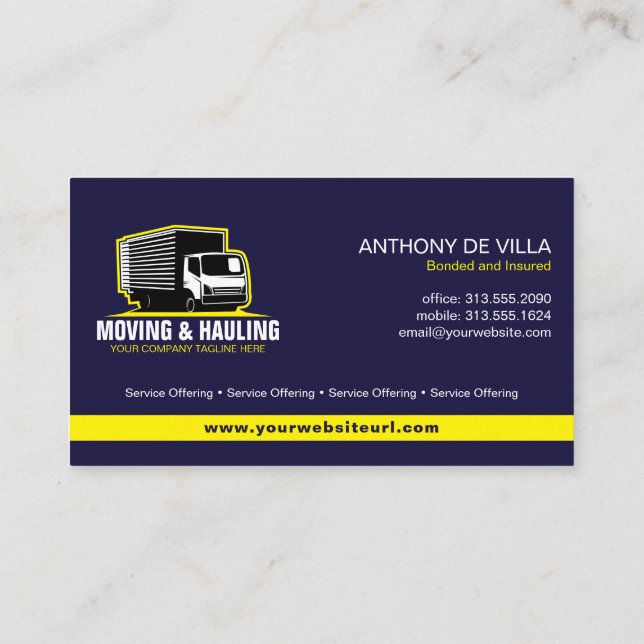 Tarjeta De Visita Servicio de traslado, traslado o entrega de camion (Reverso)