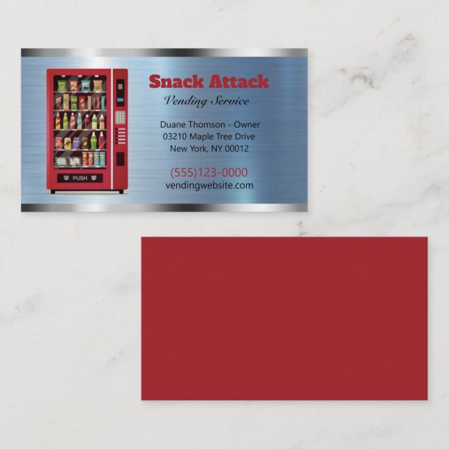 Tarjeta De Visita Servicio de venta de comida de diseño metalizado (Anverso / Reverso)