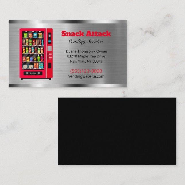 Tarjeta De Visita Servicio de venta de comida de diseño metalizado (Anverso / Reverso)