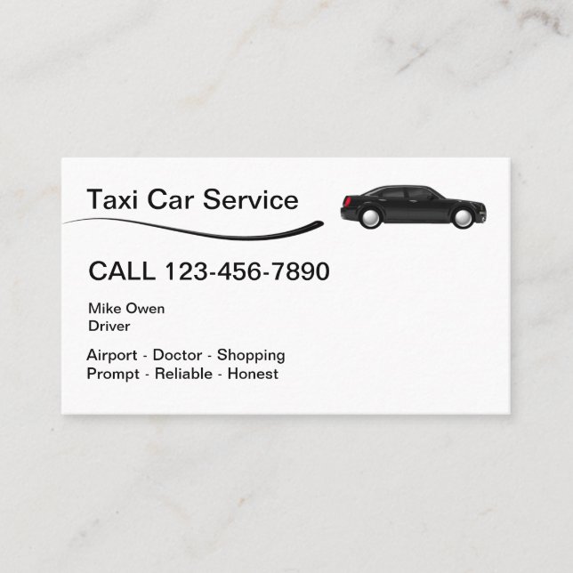 Tarjeta De Visita Servicio del coche del taxi (Anverso)