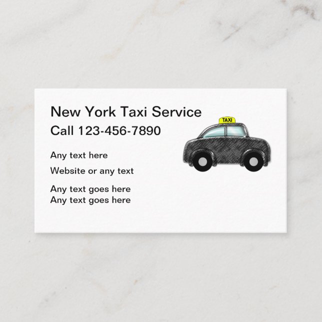 Tarjeta De Visita Servicio del taxi de Nueva York (Anverso)