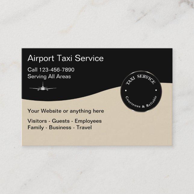 Tarjeta De Visita Servicio del taxi del aeropuerto moderno (Anverso)