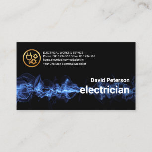 Tarjeta De Visita Servicio eléctrico de luz azul impresionante