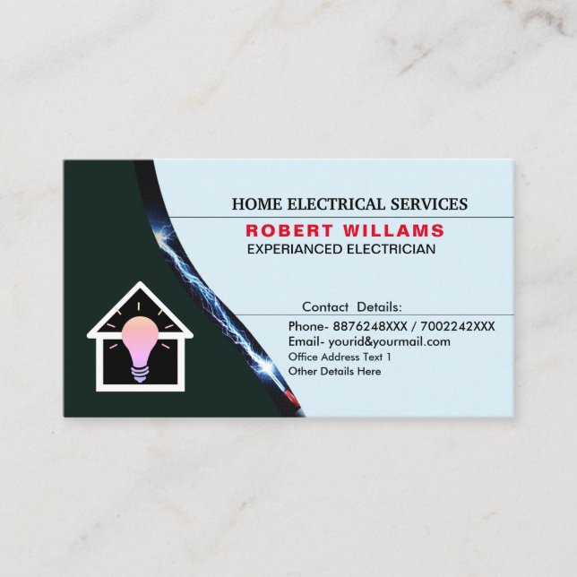 Tarjeta De Visita Servicio eléctrico doméstico con experiencia (Anverso)