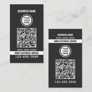 Tarjeta De Visita servicio eléctrico domiciliario código QR Logo tra