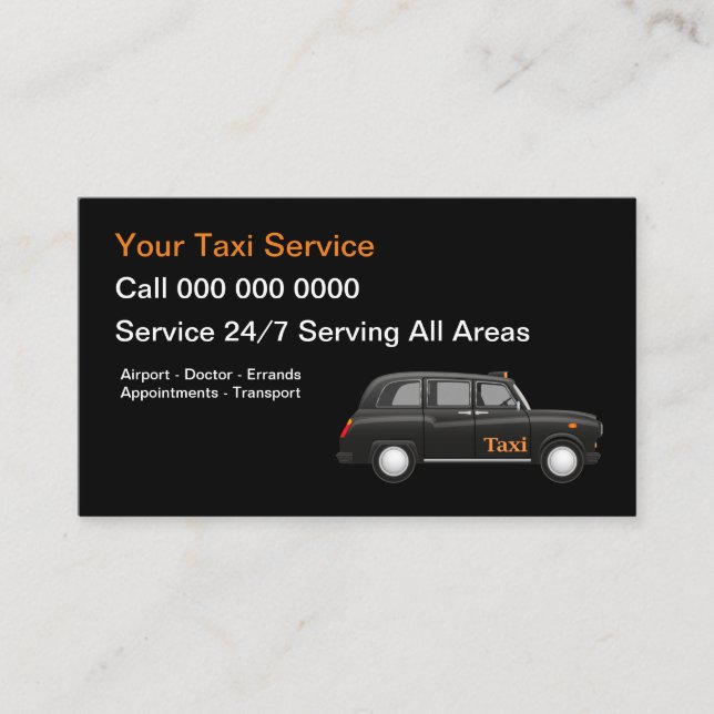 Tarjeta De Visita Servicio Europeo Moderno de Taxi (Anverso)