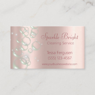 Tarjeta De Visita Servicio Girly Metallic Rubor Rosa de Limpieza de 