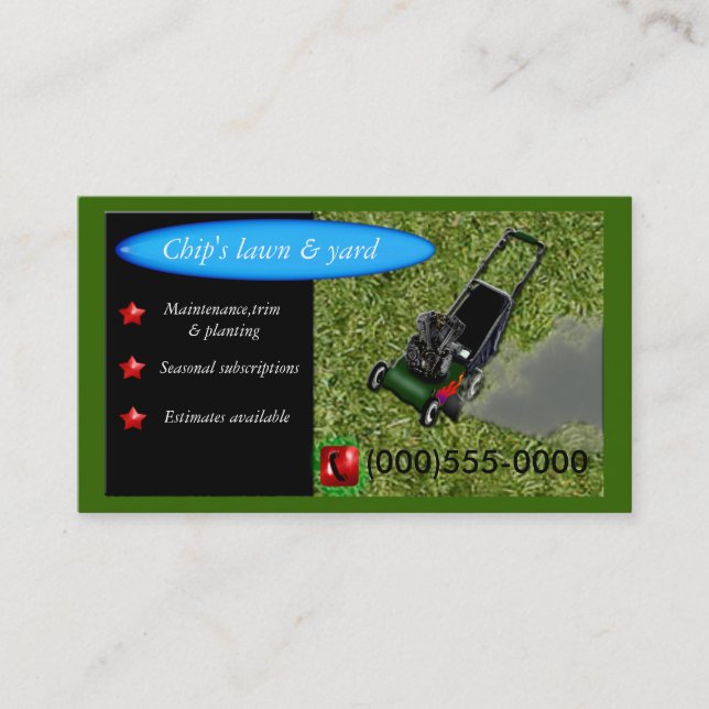 Tarjeta De Visita servicio lawnmowing (Anverso)