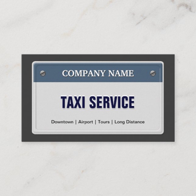 Tarjeta De Visita Servicio Limo & Taxi - Plate con licencia de Guay (Anverso)
