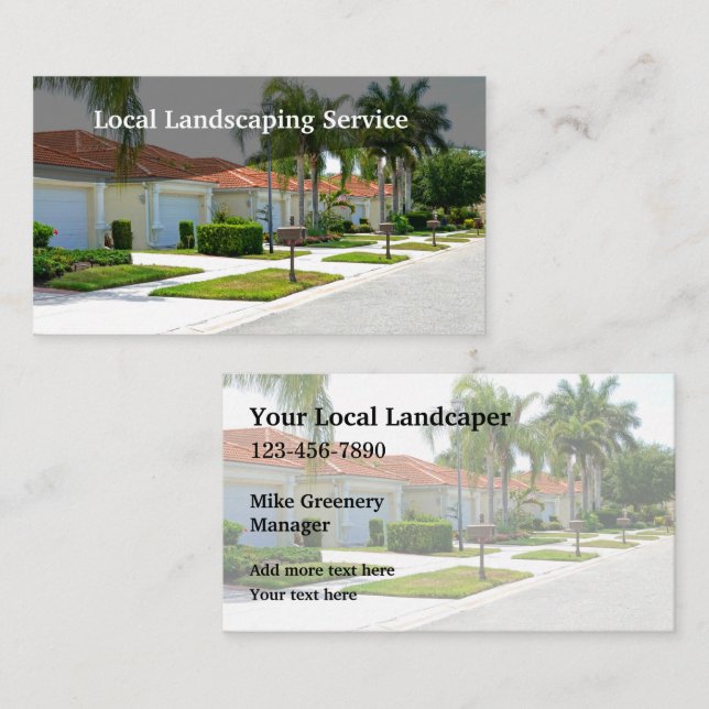 Tarjeta De Visita Servicio local de paisajismo (Anverso / Reverso)