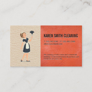 Tarjeta De Visita Servicio Maid   Fondo de cuero