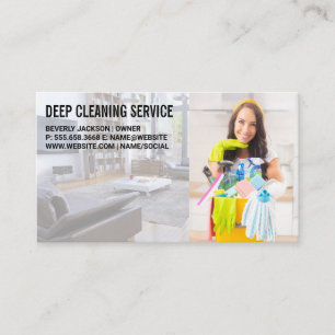 Tarjeta De Visita Servicio Maid   Sonreír de la mujer limpiadora