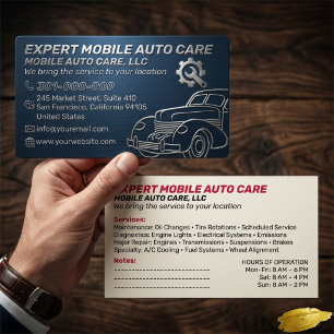 Tarjeta De Visita Servicio Mecánico de Reparación de Autos y Especia