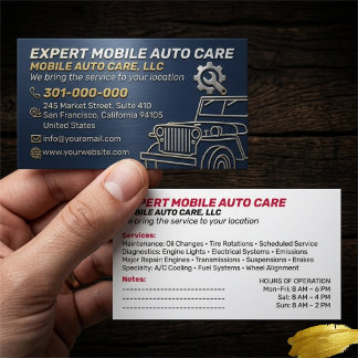 Tarjeta De Visita Servicio Mecánico de Reparación de Autos y Especia