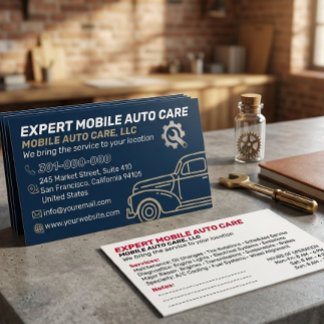 Tarjeta De Visita Servicio Mecánico de Reparación de Autos y Especia