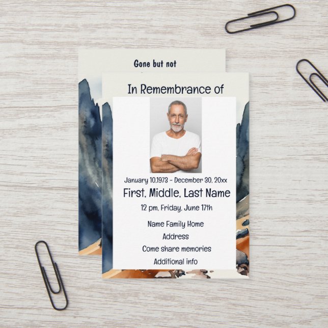 Tarjeta De Visita Servicio Memorial Invita a Caminar en Acuarela (Anverso/Reverso In Situ)