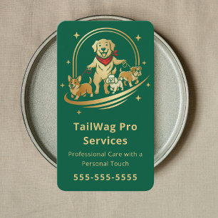 Tarjeta De Visita Servicio Moderno de Cuidado de Mascotas Entrenador