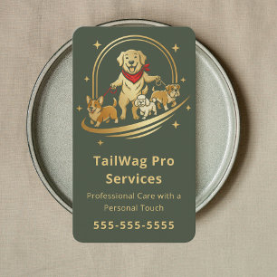 Tarjeta De Visita Servicio Moderno de Cuidado de Mascotas, Paseador