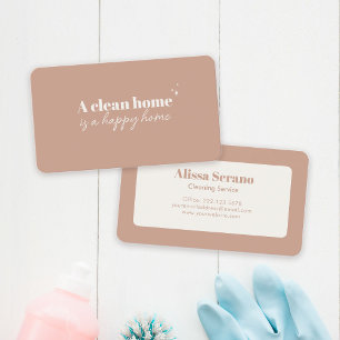 Tarjeta De Visita Servicio moderno de limpieza de casas Boho Rubor M