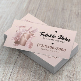 Tarjeta De Visita Servicio moderno de limpieza de casas Rubor Pink