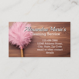 Tarjeta De Visita Servicio moderno de limpieza de plumas rosas