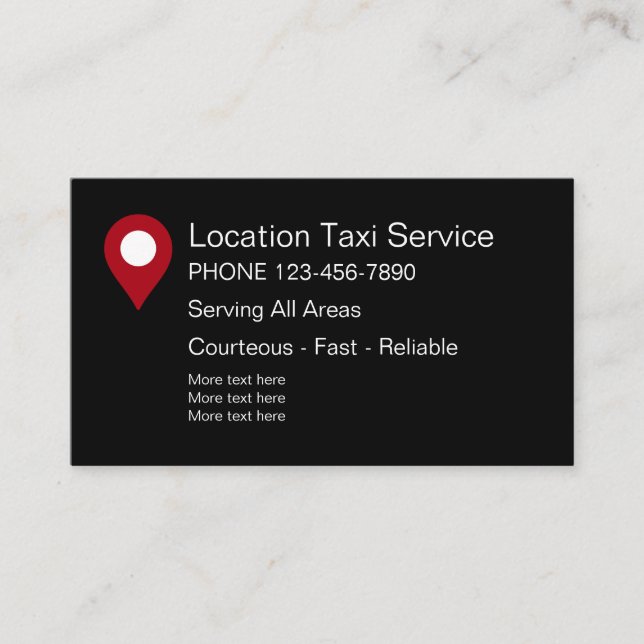 Tarjeta De Visita Servicio moderno del taxi (Anverso)