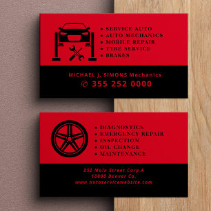 Tarjeta De Visita Servicio móvil de mecánico profesional de reparaci