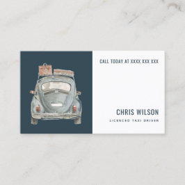 TARJETA DE VISITA SERVICIO NAVY WATERCOLOR TAXI DE CONTRATACIÓN DE C
