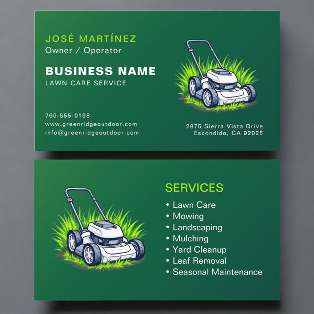 Tarjeta De Visita Servicio Profesional de Césped Verde (Subido por el creador)
