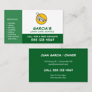 Tarjeta De Visita Servicio Profesional de Cuidado de Césped Verde