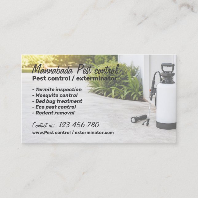 Tarjeta De Visita Servicio profesional de exterminio de plagas (Anverso)