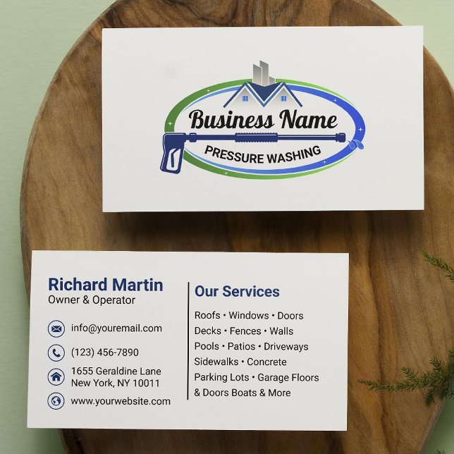 Tarjeta De Visita Servicio Profesional de Lavado de Presión Azul Ver (Subido por el creador)