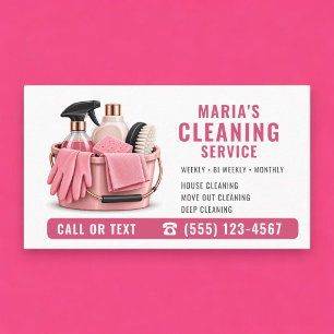Tarjeta De Visita Servicio Profesional de Limpieza de Casa Pink Maid