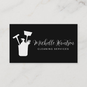 Tarjeta De Visita Servicio Profesional de Limpieza de Casas Blancas