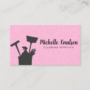 Tarjeta De Visita Servicio Profesional de Limpieza de Casas Pink Cal