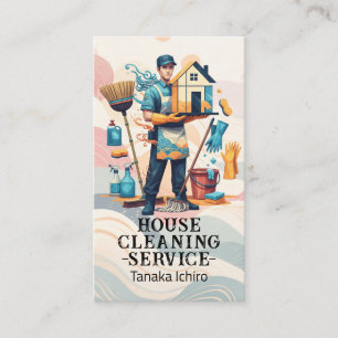 Tarjeta De Visita Servicio profesional de limpieza de casas y limpie