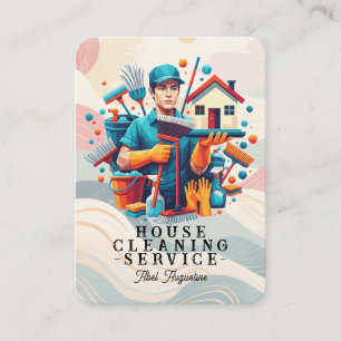 Tarjeta De Visita Servicio profesional de limpieza de casas y limpie