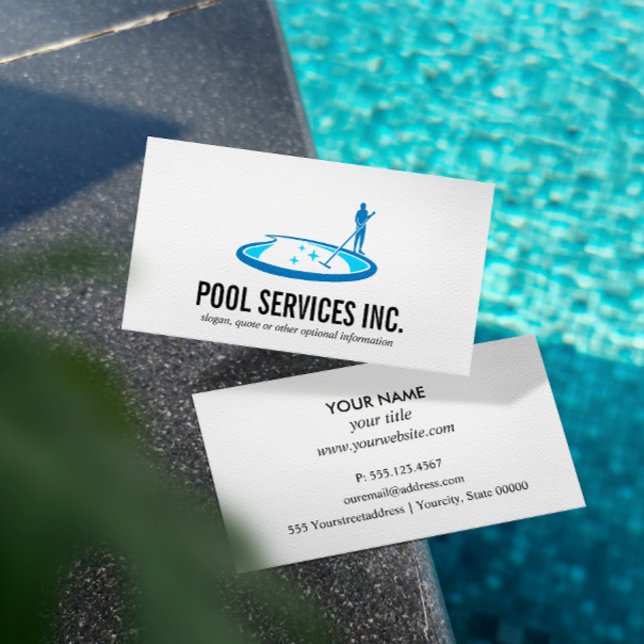 Tarjeta De Visita Servicio profesional de limpieza de piscinas (Subido por el creador)