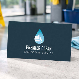 Tarjeta De Visita Servicio Profesional de Limpieza Janitorial Azul O