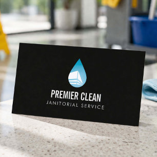 Tarjeta De Visita Servicio Profesional de Limpieza Janitorial Negro