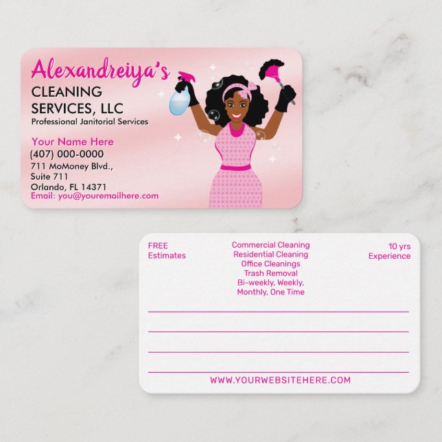 Tarjeta De Visita Servicio Profesional de Limpieza/Manejo (Anverso / Reverso)