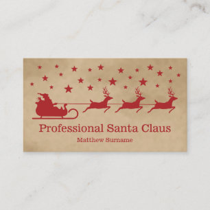 Tarjeta De Visita Servicio Profesional de Papá Noel en Trineo Rojo B