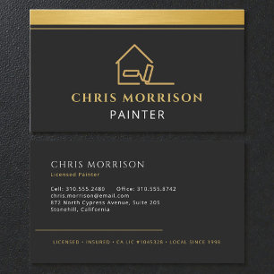 Tarjeta De Visita Servicio Profesional de Pintura Gold Black