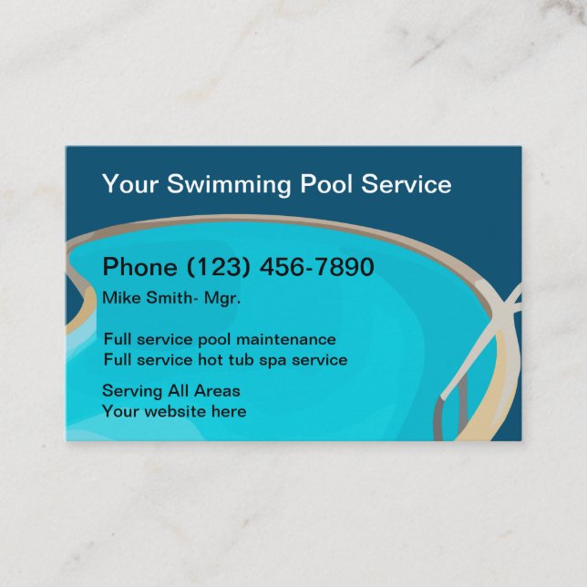 Tarjeta De Visita Servicio Profesional De Piscina Y Spa (Anverso)